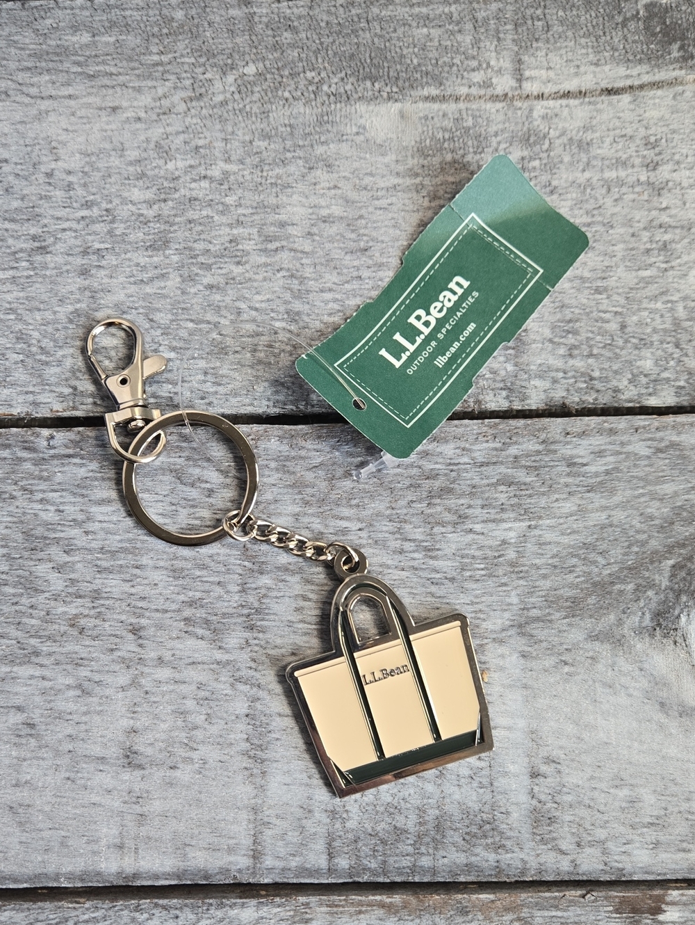 NWT L.L. Bean Boat And Tote Charm Key Chain Enamel Metal